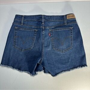 Levi's Dark Blue Denim Cutoff Shorts with Frayed Hem And Very Stretchy SZ 10/30